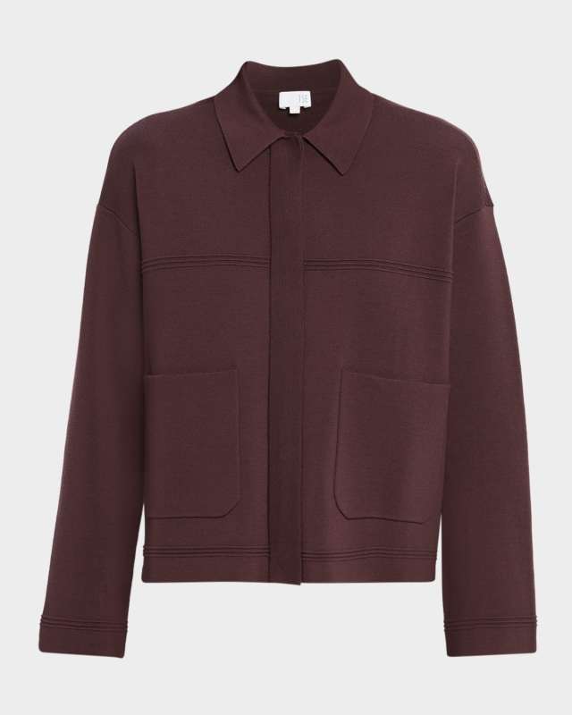Fine Knit Wool-Blend Short Jacket